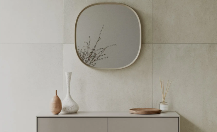 丸よりも丸い！？トレンドの曲線や色彩を取り入れた鏡と洗面ボウル